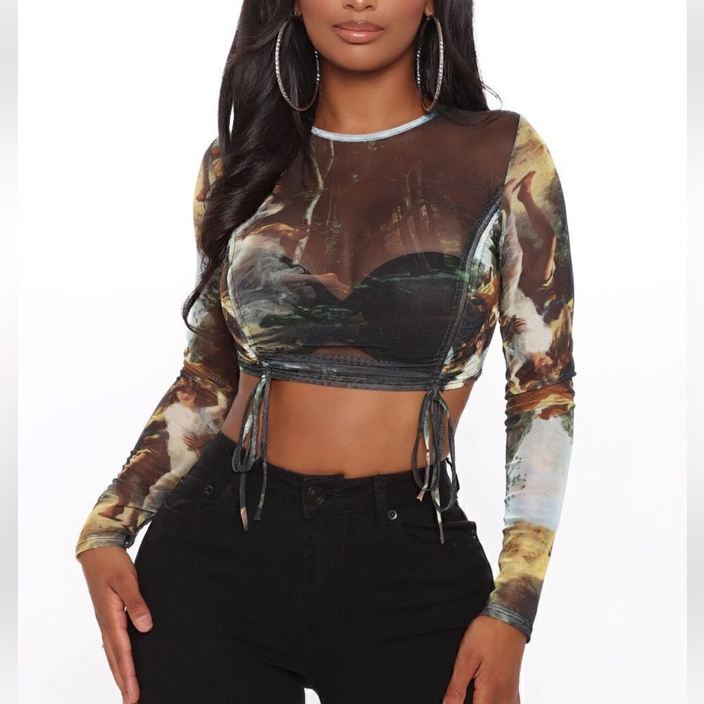 Angelic Bliss Mesh Crop Top - Black/Combo